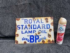 Royal Standard Lamp Oil BP British Petroleum Man Cave Enamel Advertising Sign