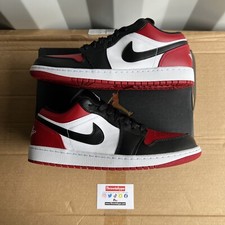 Scarpe da ginnastica Nike Air Jordan 1 punta nera bassa taglia 9,5 UK 553558-612 da uomo nuove