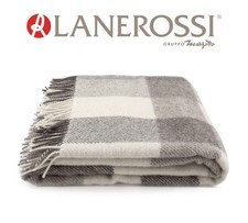 Plaid in pura lana vergine con frange di LANEROSSI Art. CHECK Var. 02 GRIGIO - c
