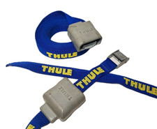 2 Thule Roof Rack Kayak Load Straps Blue 12' Tie Downs Buckle Bumper Covers