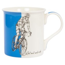 Tazza sportiva Ciclismo Blu e Bianca Srotolata - Fine Bone China Cyclist Mug