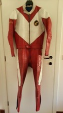 M. ROBERT HONDA PATCH tuta pelle ROSSO BIANCO 2 PCS LEATHER SUIT RED/WHITE