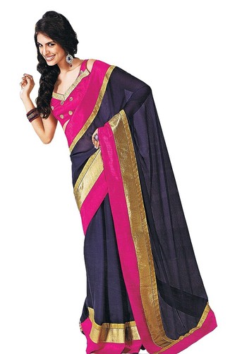 Sari donna bollywood blu scuro - sari,