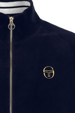Sergio Tacchini Track Jacket Uomo Velluto Corte Track Top in Blu Marittimo