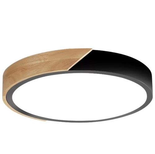 Plafoniera led wood 24w nera - wood, e