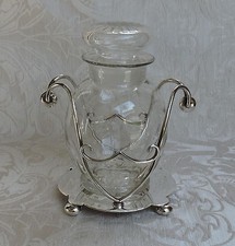 Barattolo sottaceto conservazione zenzero in vetro taglio vittoriano con supporto placcato argento c 1900