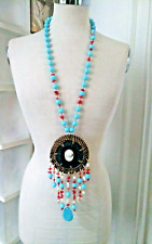 Necklace Collana Turchese Corallo Lunga Boho Tribals Unica Meraviglia HAND MADE 