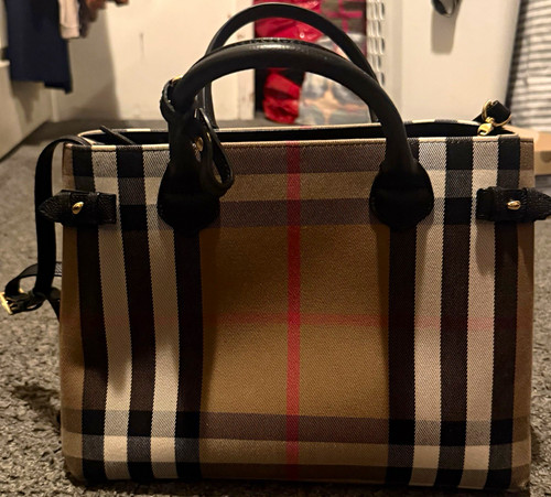 Burberry beige check satchel - beige,