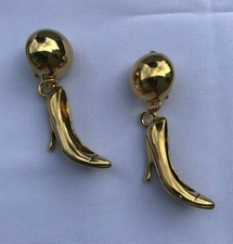 Orecchini a clip SS15 Moschino Couture Jeremy Scott metallo oro décolleté Barbie