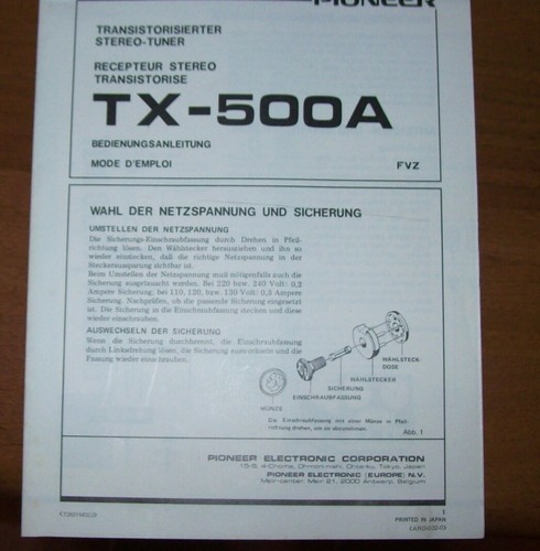 Manuale pioneer 500a - manuale,