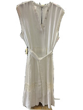 Abito donna in lino con san gallo vestitino estivo fashion bianco