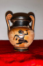 Vasetto a due manici in terracotta decorata in stile greco/etrusco