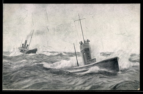 Motivkarte deutsches boot - ak, u-boot