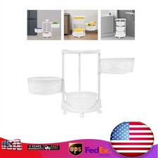 3 Layer Kitchen Storage Cart Rotating Basket Shelves Rack Vegetable Fruit Holder