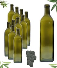 20 Bottiglie in Vetro Verde Scuro UVAG Marasca Per Olio liquore 1 lt. con Tappi