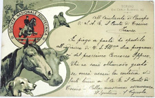 1902 SOCIETÀ NAZIONALE ZOOTECNICA cartolina Concorso ippico  CANI OVINI CAVALLI
