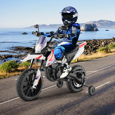 Moto Cavalcabile per Bambini Con Licenza Aprilia E 2 Ruote Aggiuntive, Moto Elet