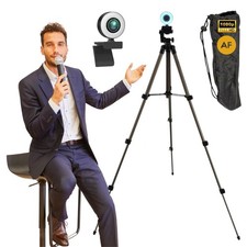 Webcam autofocus con lampada anulare + treppiede 113cm Full HD 1920x1080p microfono