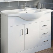 Lavabo semi incasso bianco lucido - foro rubinetto singolo 1050 mm bagno contemporaneo