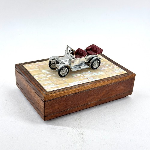 Vintage silver tone metal car - silver,
