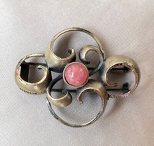Spilla OTTAVIANI argento con pietra rosa - vintage