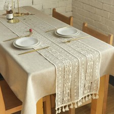 Rétro Uncinetto Pizzo Tavolo Runner Cotone Tovaglia Boho Nappe Cavo Fuori Cover