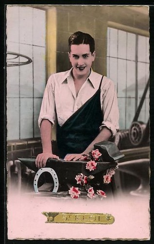 Cartolina fabbro sull incudine - cartolina, sull'incudine