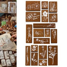 6x Timbri in gomma in legno