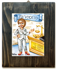 AVVOCATO DONNA-quadro mattonella ceramica mestieri caricatura collezione idea re