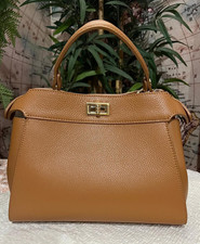 Borsa Elina vera pelle color cuoio  mano e tracolla genuine leather bag