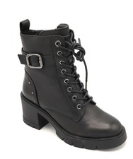 Carmela 161901 stivaletto pelle nero laccio cerniera fibbia borchie tacco T 8cm