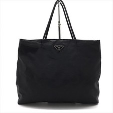 Prada Nylon Tessuto Nero Borsa a Mano Triangolo Logo Vintage Autentica