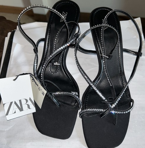 Zara rhinestone heeled sandals - rhinestone,