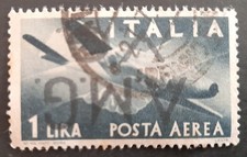 FRANCOBOLLI VENEZIA GIULIA AMG VG, POSTA AEREA 1 LIRA , SOVRASTAMPA CAPOVOLTA...