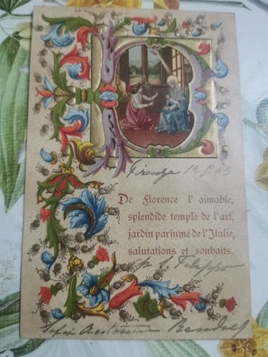 Cartolina rilievo augurale - cartolina,