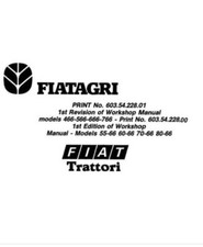 Manuale Riparazione Per Fiat Trattori 466 566 666 766 & 55-66 60-66 70-66 80-66