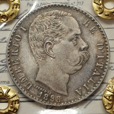 2 Lire 1898 RARO qFDC Cavaliere, Umberto I Regno D'Italia Monete Savoia