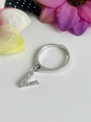 Anello argento lettera v - anello,