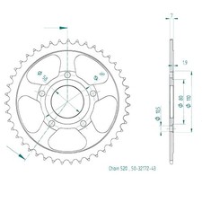 Stahl Kettenrad für Brixton Glanville 250 X ABS 2019 520er 43 Zähne
