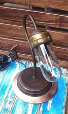 LAMPADA DA TAVOLO OTTONE RAME VETRO VINTAGE INDUSTRIALE ANNI 70 ARREDO DESIGN