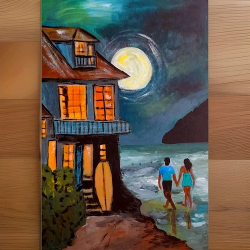 Dipinto originale coppia - , luna