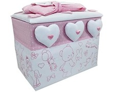 Cesto Baule Nascita Ricamone Porta prodotti Rosa