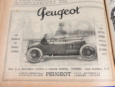 PEUGEOT vincitrice TARGA FLORIO 1919    pubblicita' d'epoca PICENA TORINO