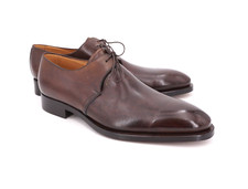 NUOVO | $1285 LIDFORT 12 US 13 1 OCCHIELLO PUNTA LISCIA DERBY PELLE MARRONE BRUNITA