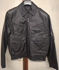 GIACCA PELLE NERA MOTO DONNA POLIZIA TEDESCA ANNI 90 Tg44 POLIZEI LEATHER JACKET
