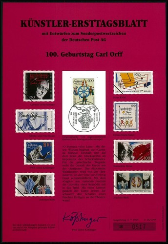 Germania foglio arte 1995 - germania, d'arte