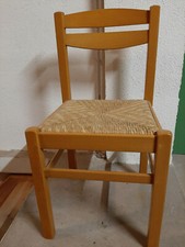 4 Esszimmer-Stühle mit Bast/ 4 Sedie Pisa, in Legno Massello seduta in Paglia 