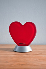 Vintage 80s ITRE mod PICCOLA Heart-Shaped MURANO Glass Table Lamp by CARLO NASON