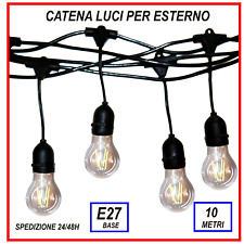 CATENA LUMINOSA 10 METRI ESTERNO E27 LUCI LAMPADA GAZEBO 10 PORTALAMPADA