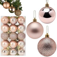Set 30 Palline Di Natale Rosa Dorate Per Albero Di Natale Addobbo Diametro 3 cm